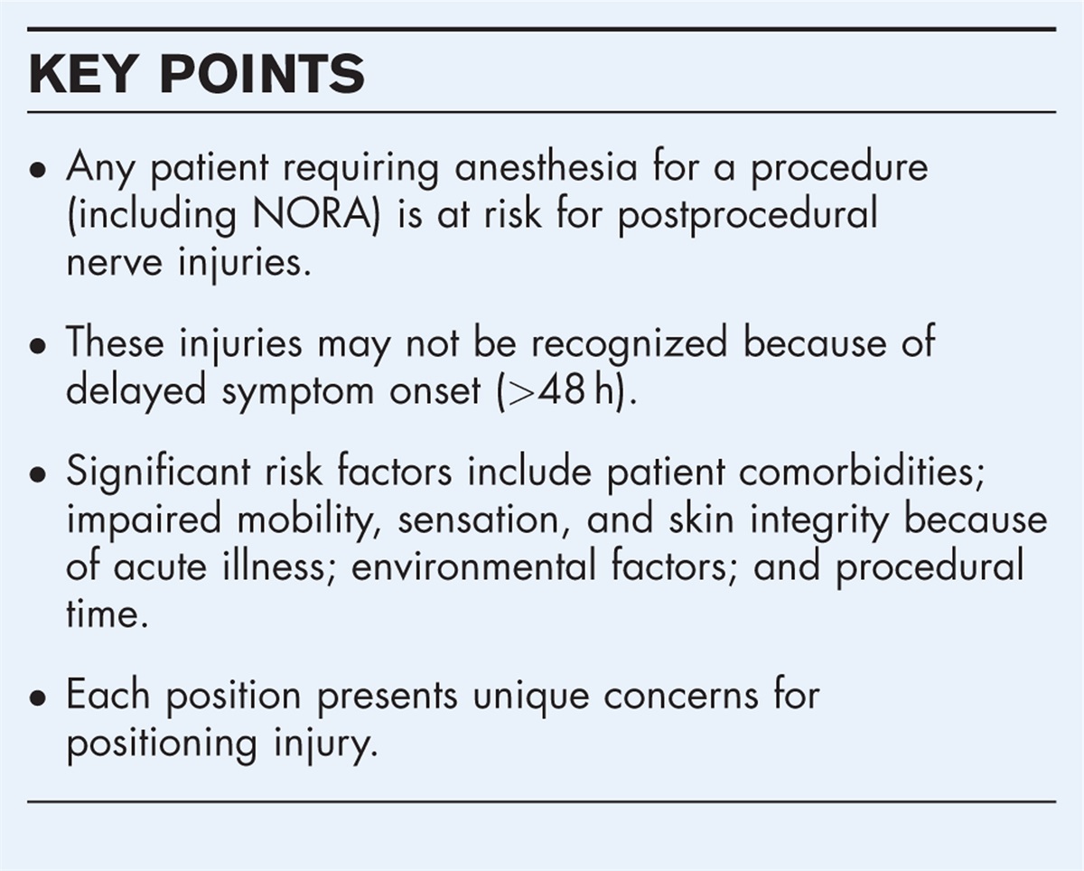 Preventing patient positioning injuries in the nonoperating room setting