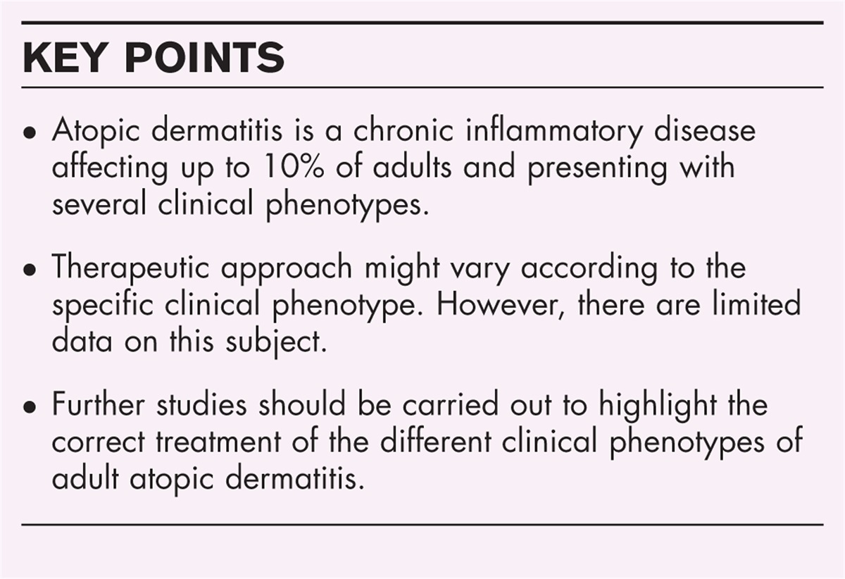 Clinical phenotypes of adult atopic dermatitis and related therapies