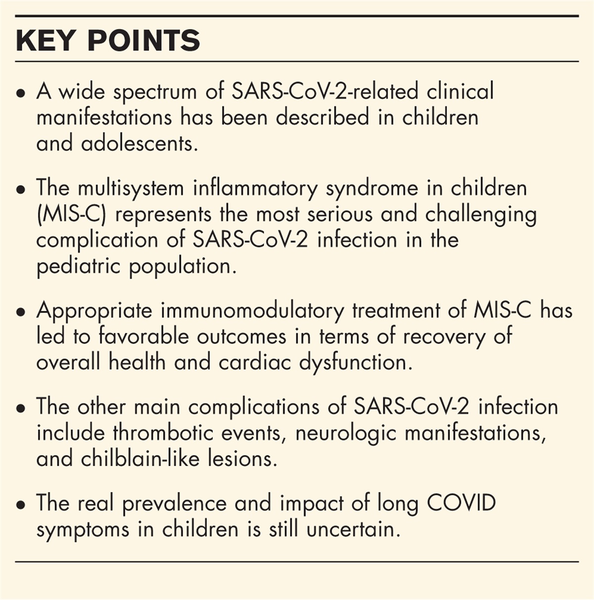 Complications of severe acute respiratory syndrome coronavirus 2 infection in children