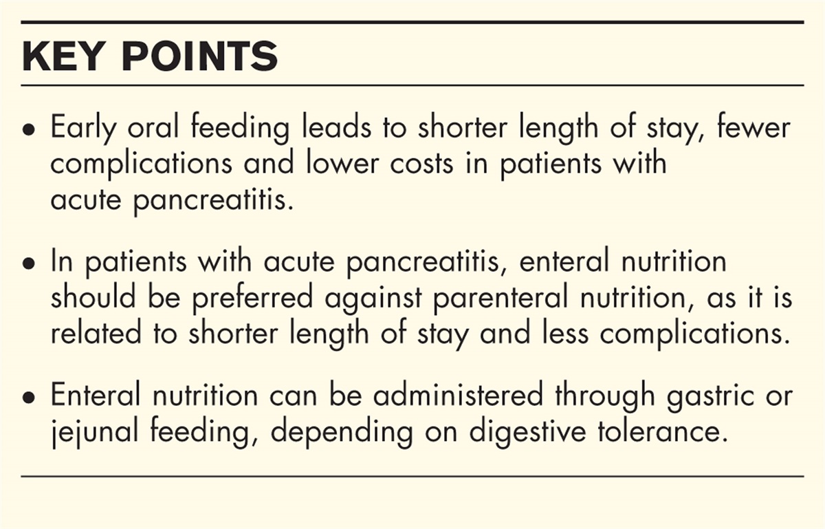 Nutrition in acute pancreatitis: when, what and how