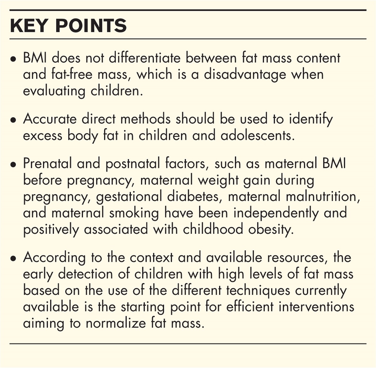Predicting of excess body fat in children