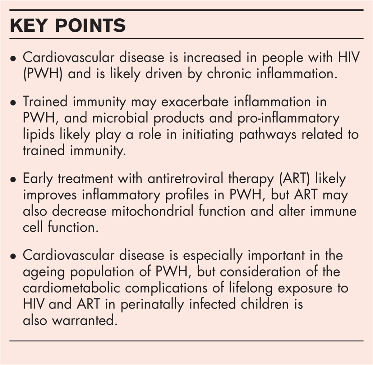 HIV and cardiovascular disease: the role of inflammation
