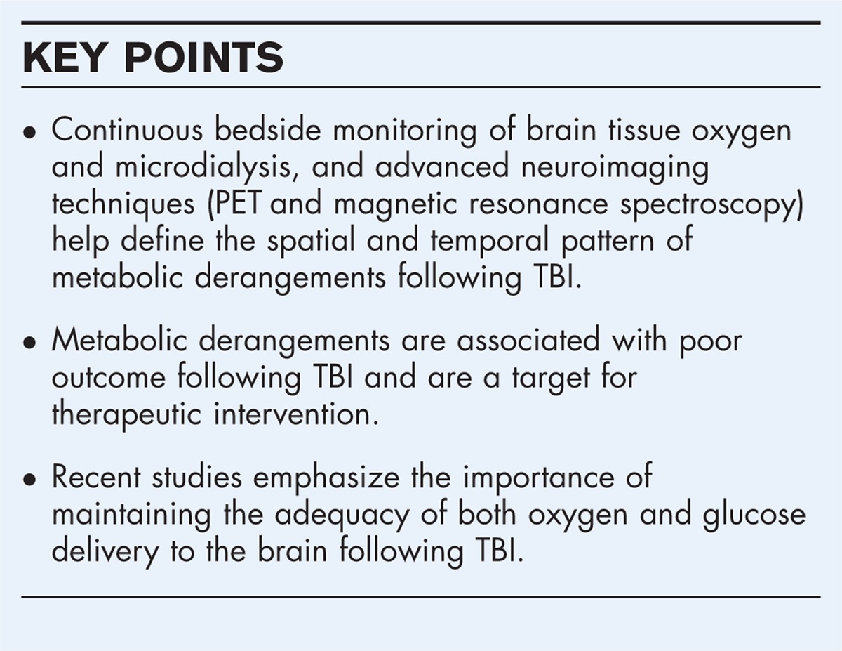 Cerebral metabolic derangements following traumatic brain injury