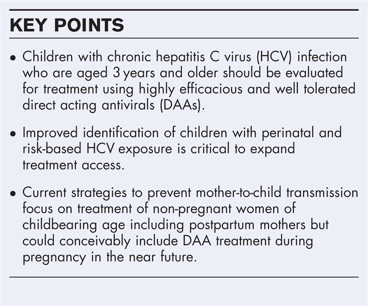 Defer no more: advances in the treatment and prevention of chronic hepatitis C virus infection in children