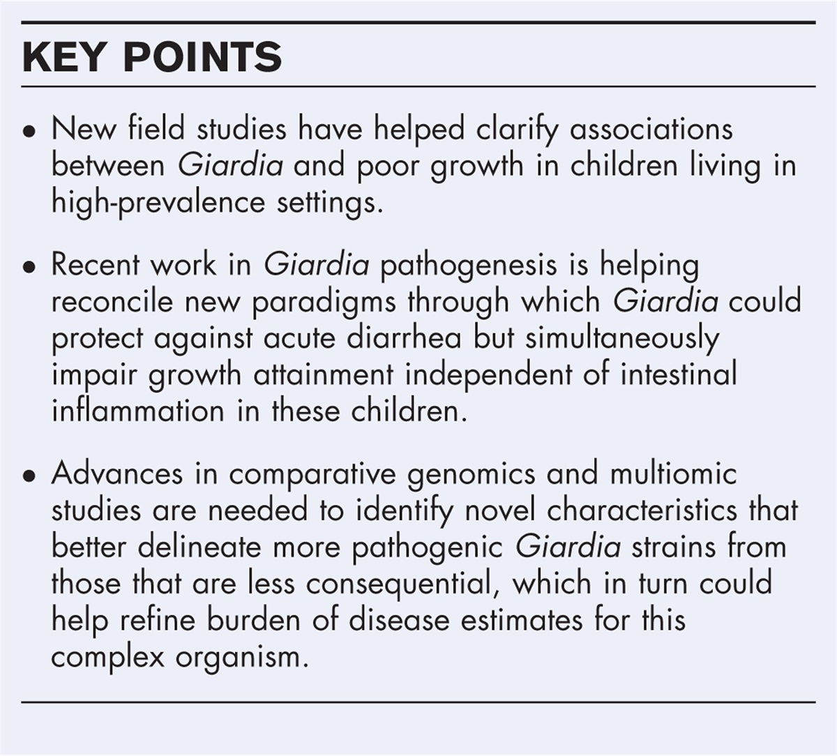 Giardia and growth impairment in children in high-prevalence settings: consequence or co-incidence?