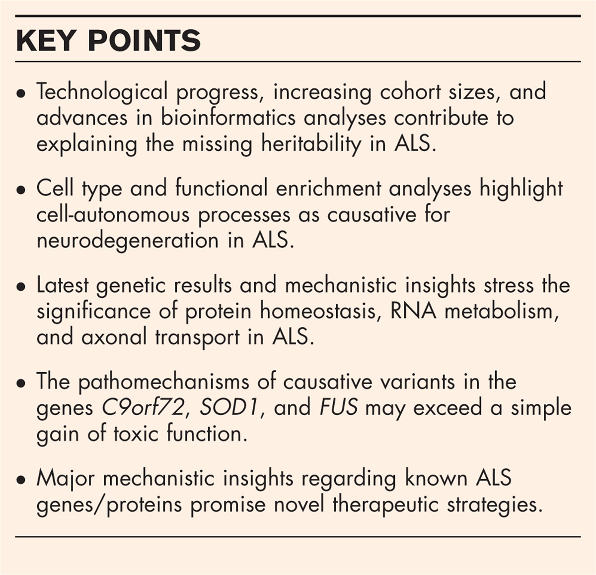 Update on genetics of amyotrophic lateral sclerosis