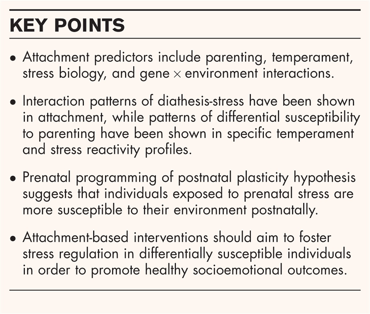 From temperament and parenting to attachment: a review of the interplay of gene and environment factors in the developmental pathway to attachment