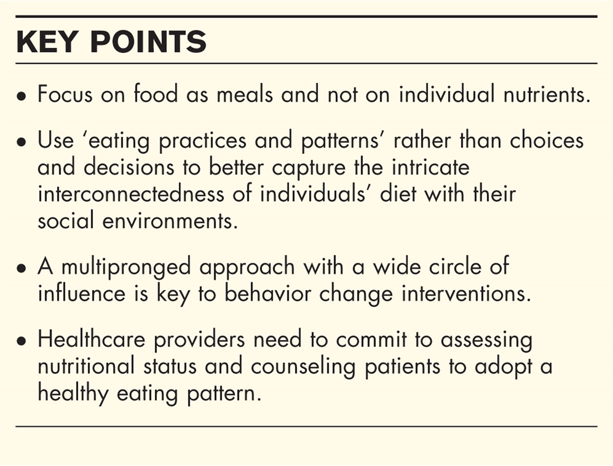 Nutrition and behavior change: a review of recent literature