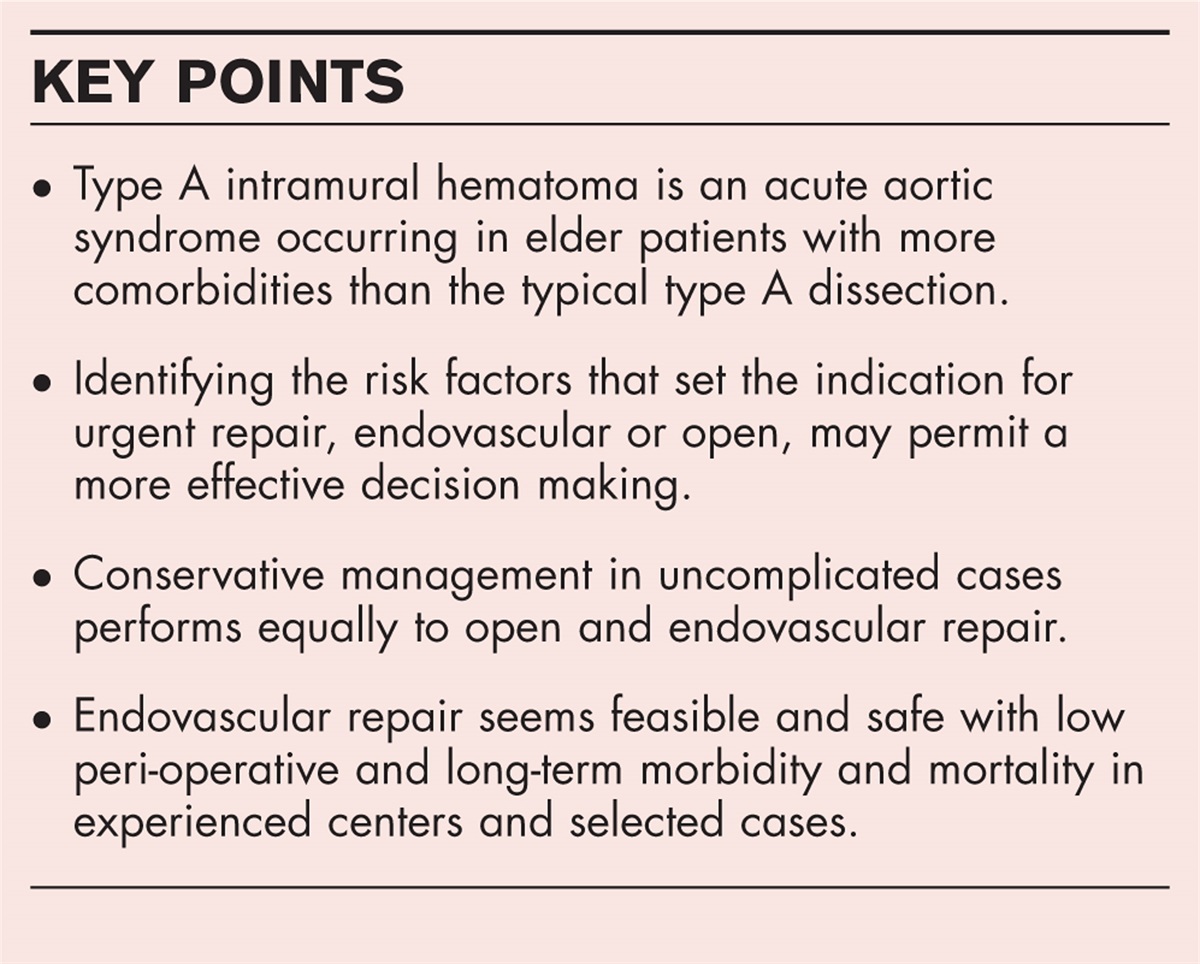 Ascending aortic intramural hematoma: current concepts