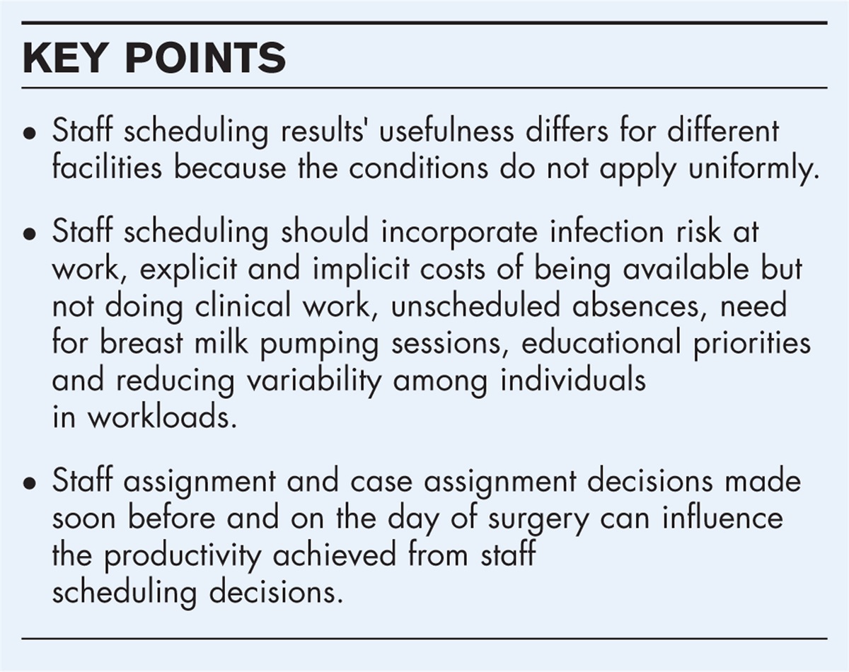 Scheduling staff for ambulatory anaesthesia
