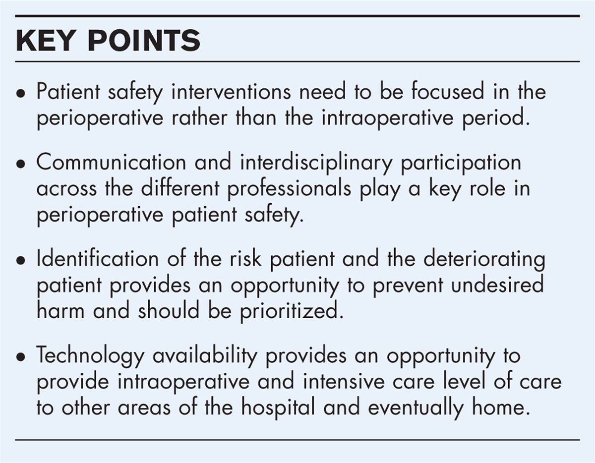 Extension of patient safety initiatives to perioperative care
