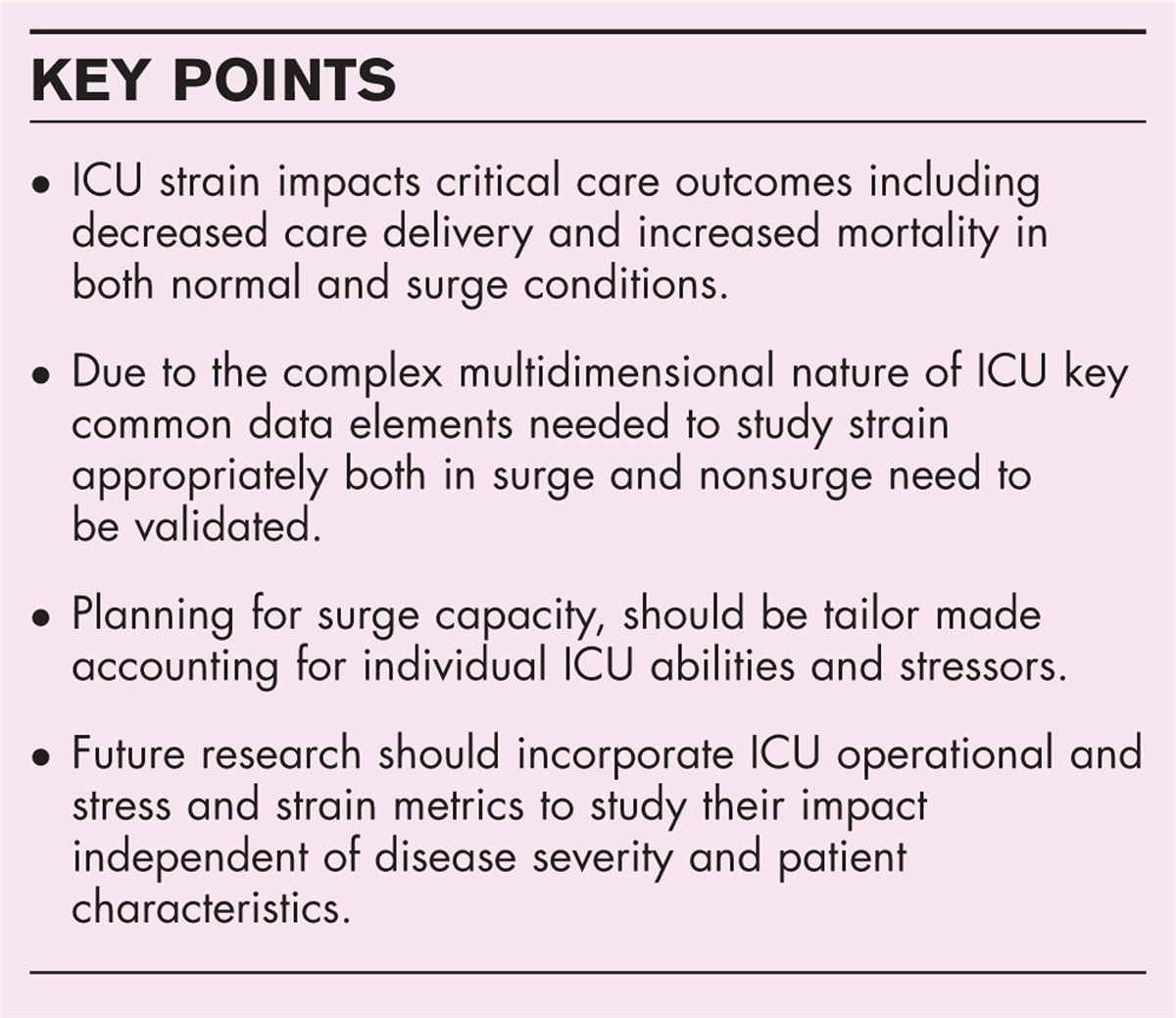 Impact of ICU strain on outcomes