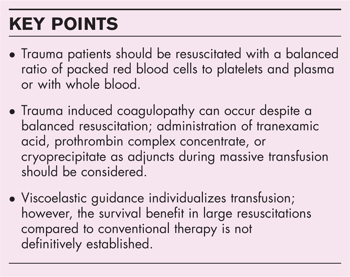 Transfusion management in the trauma patient