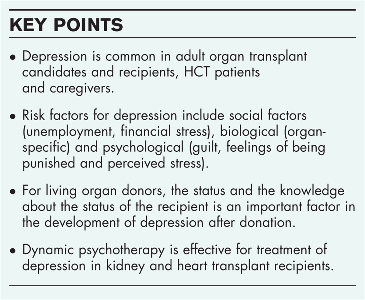Depression in transplantation