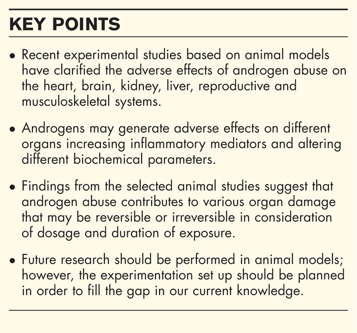 Experimental studies on androgen administration in animal models: current and future perspectives