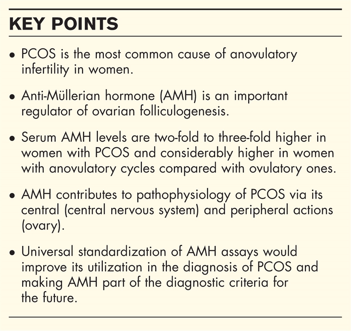 Use of anti-Müllerian hormone for understanding ovulatory dysfunction in polycystic ovarian syndrome