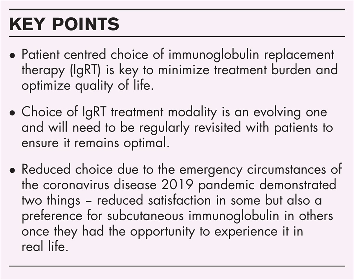 Immunodeficient patient experience of emergency switch from intravenous to rapid push subcutaneous immunoglobulin replacement therapy during coronavirus disease 2019 shielding
