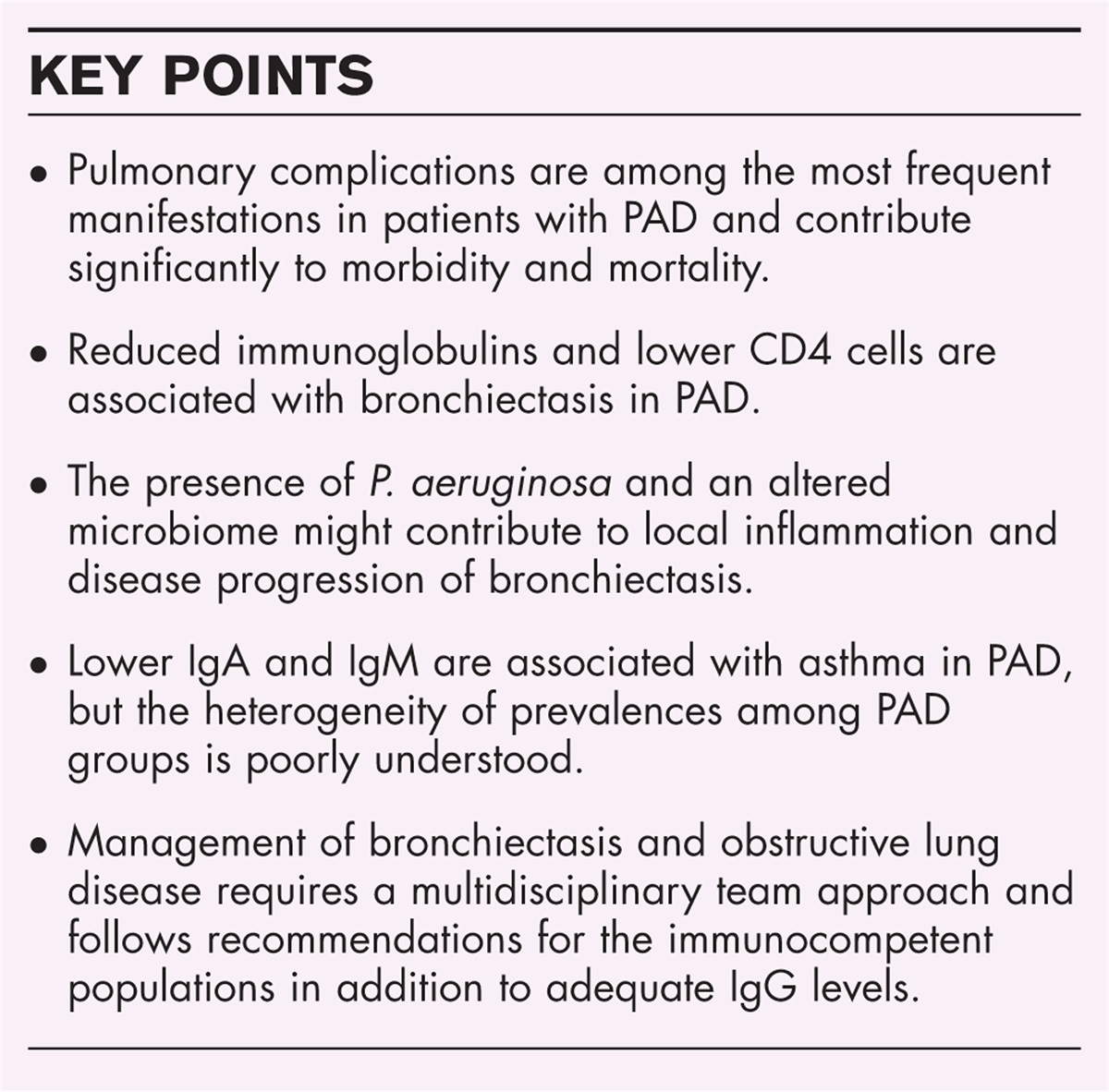 Bronchiectasis and obstructive lung diseases in primary antibody deficiencies and beyond: update on management and pathomechanisms