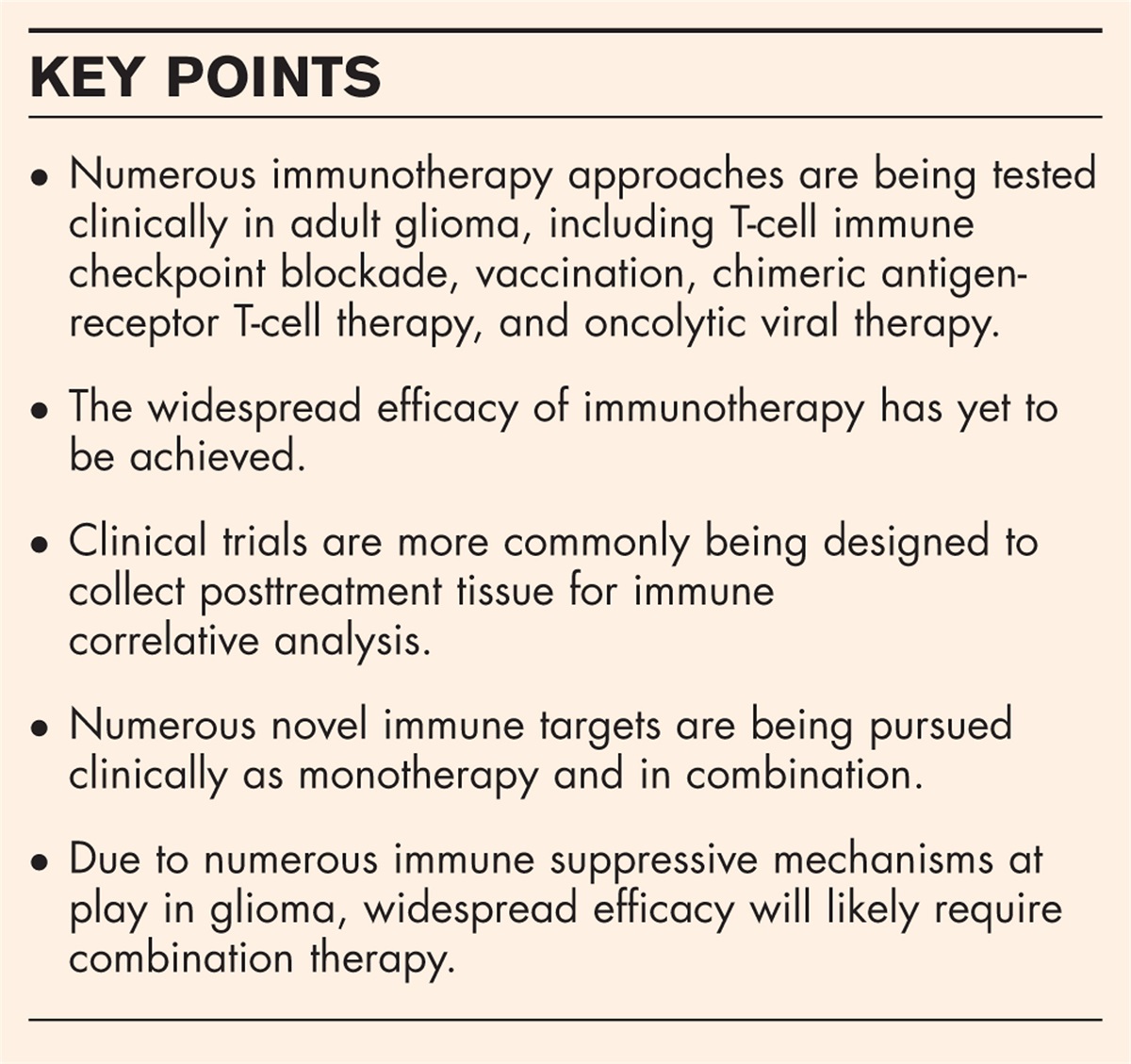 Immunotherapy approaches for adult glioma: knowledge gained from recent clinical trials