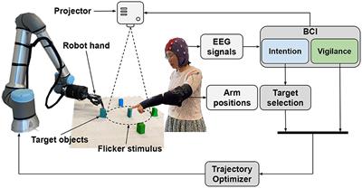 Coordinating human-robot collaboration by EEG-based human intention prediction and vigilance control