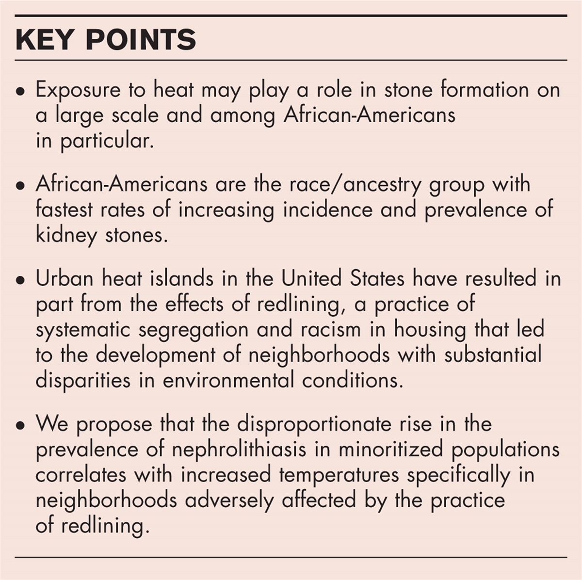 Redlining has led to increasing rates of nephrolithiasis in minoritized populations: a hypothesis