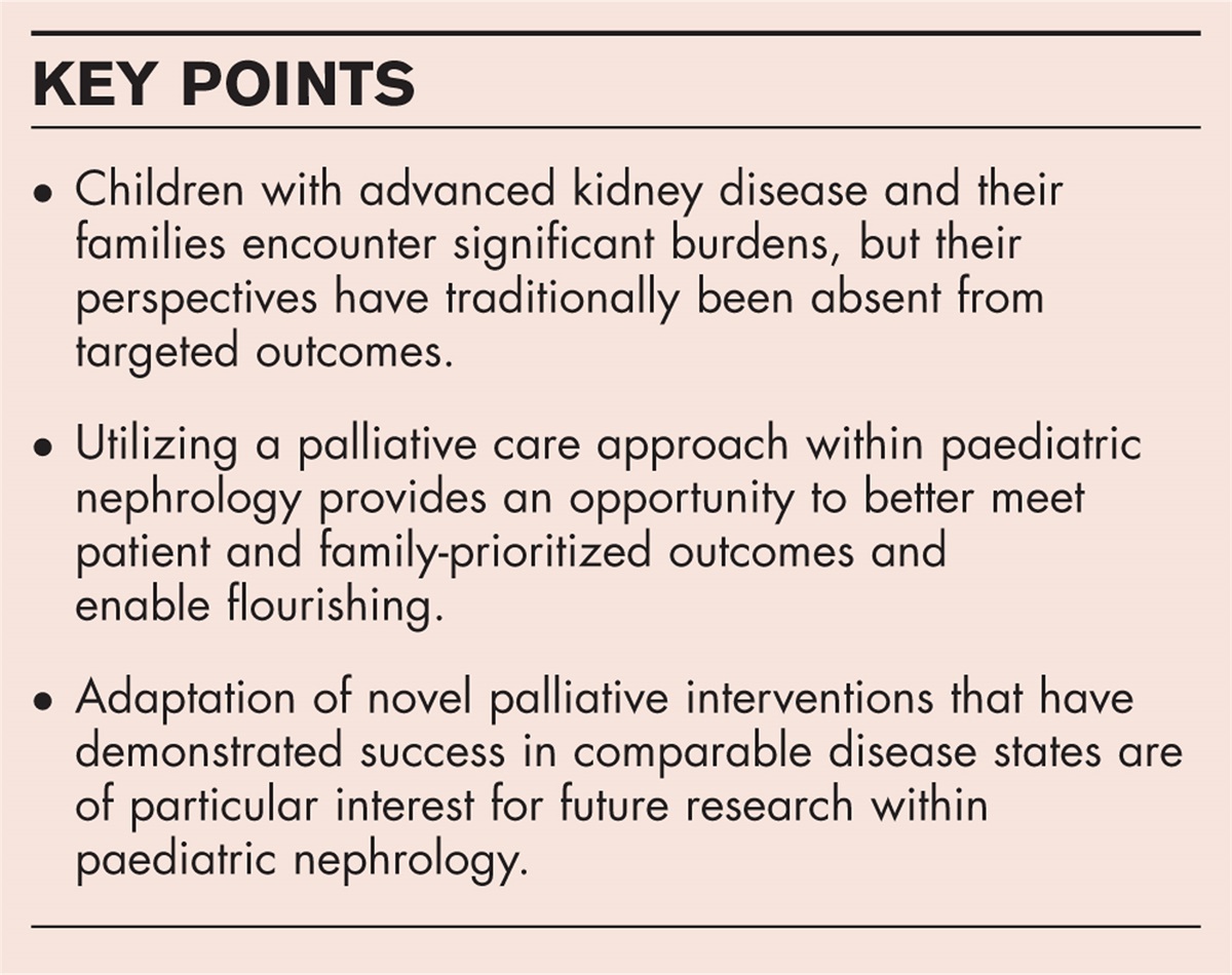 Enabling flourishing: novel approaches in palliative medicine for children with advanced kidney disease