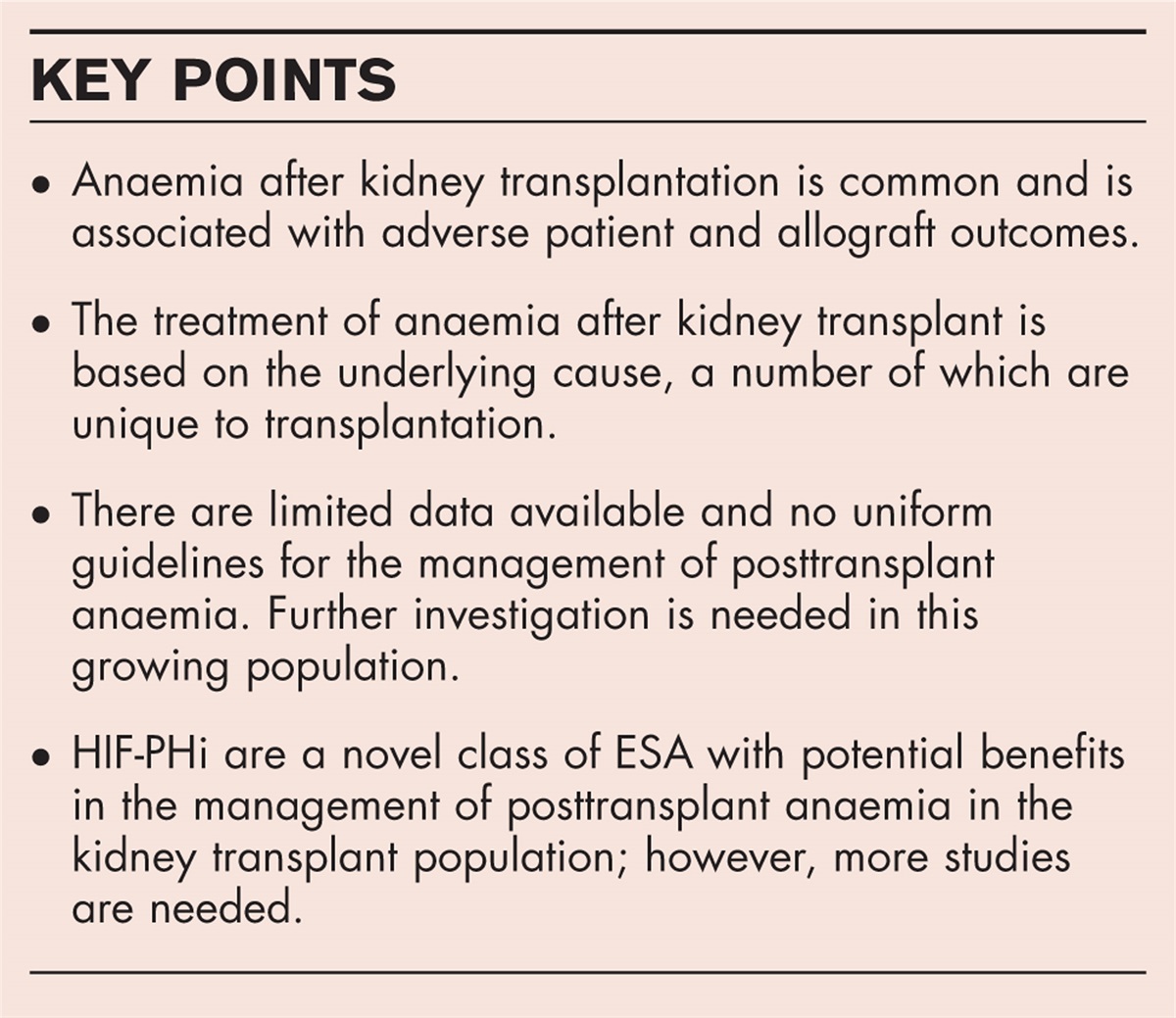 The current therapeutic approach for anaemia after kidney transplant
