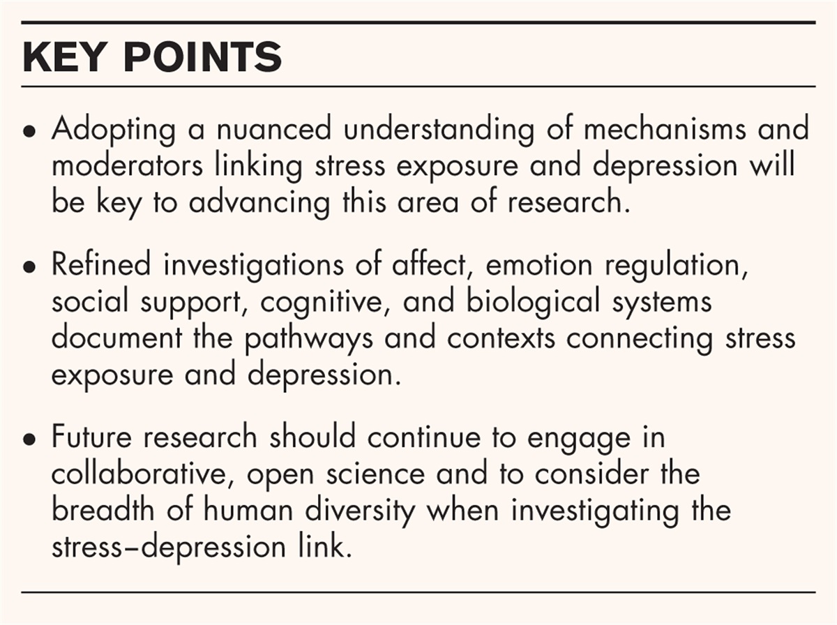Advances in stress and depression research