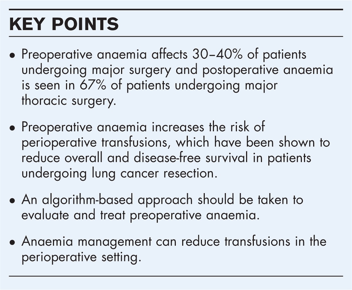 Current concepts in evaluation and management of preoperative anaemia in patients undergoing thoracic surgery