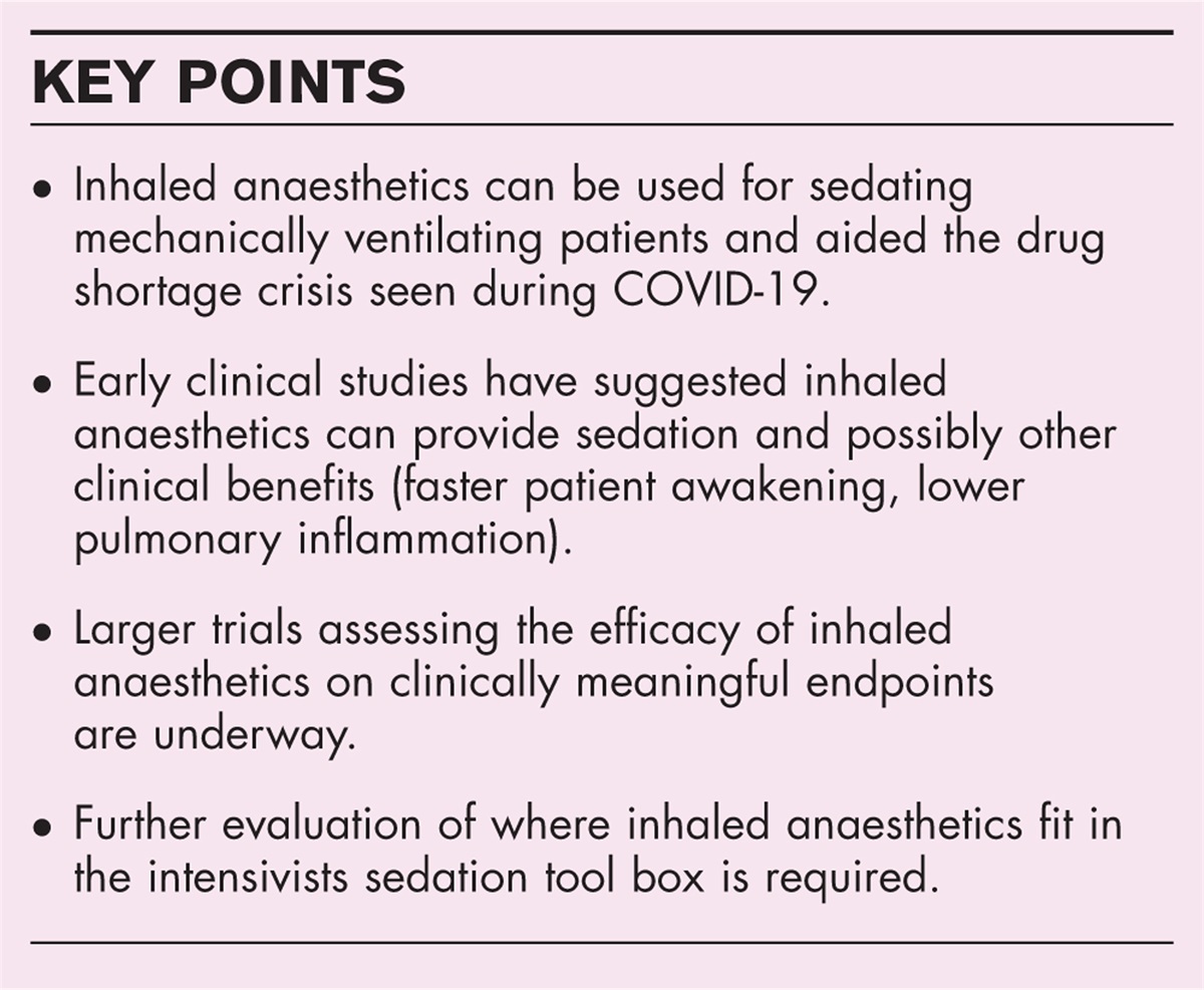 The impact of the coronavirus pandemic on sedation in critical care: volatile anesthetics in the ICU