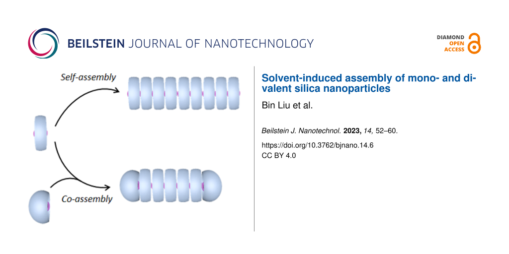 Solvent-induced assembly of mono- and divalent silica nanoparticles