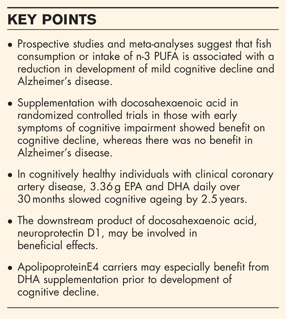 Omega-3 fatty acids and cognitive function