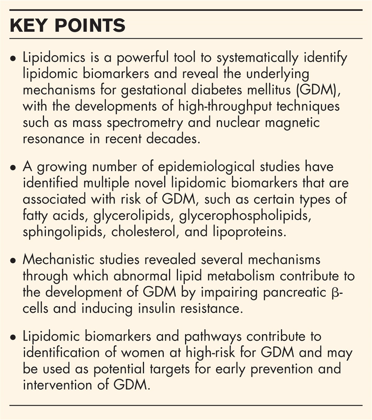 Lipidomics in gestational diabetes mellitus