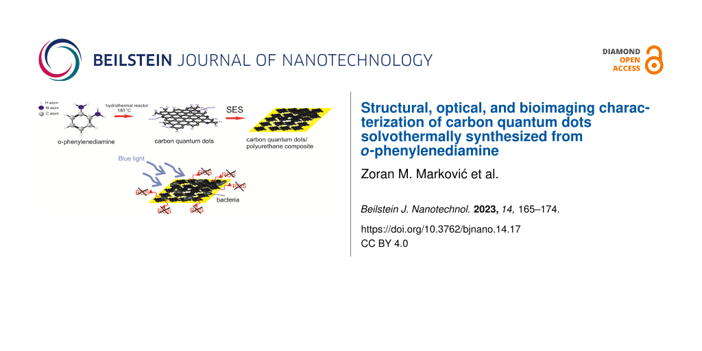 Structural, optical, and bioimaging characterization of carbon quantum dots solvothermally synthesized from o-phenylenediamine