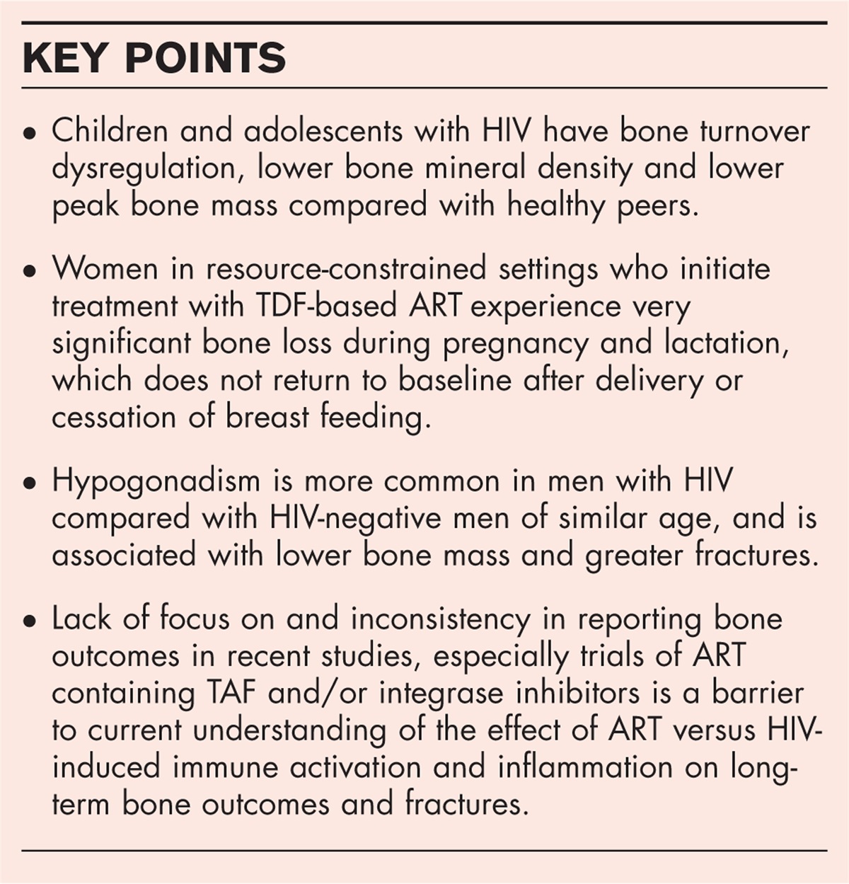 Gender and sex considerations in HIV and bone health