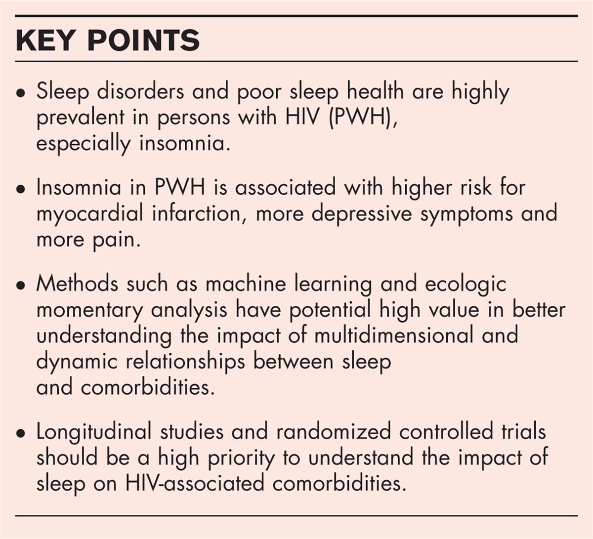 Do sleep disturbances contribute to comorbidities in HIV?