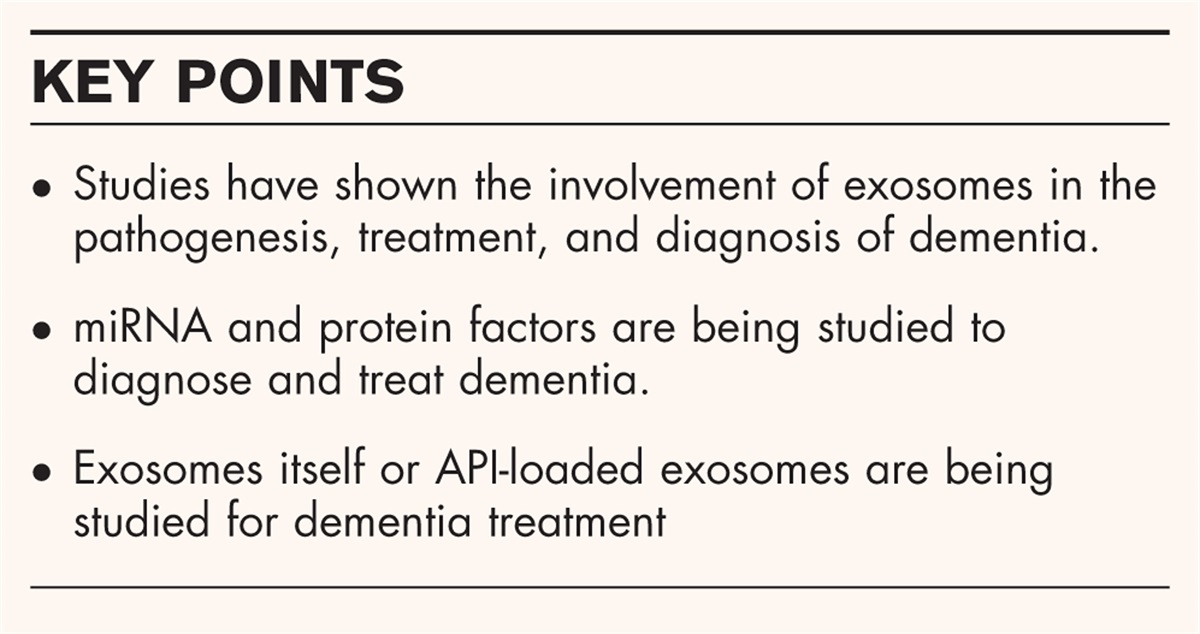 Exosomes for the diagnosis and treatment of dementia