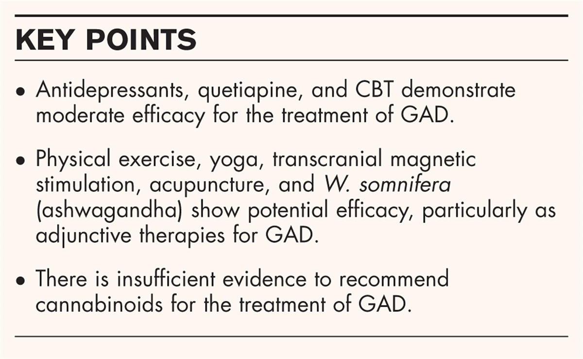 Interventions for generalized anxiety disorder
