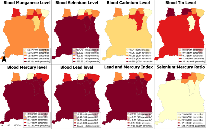 Geographic differences in exposures to metals and essential elements in pregnant women living in Suriname