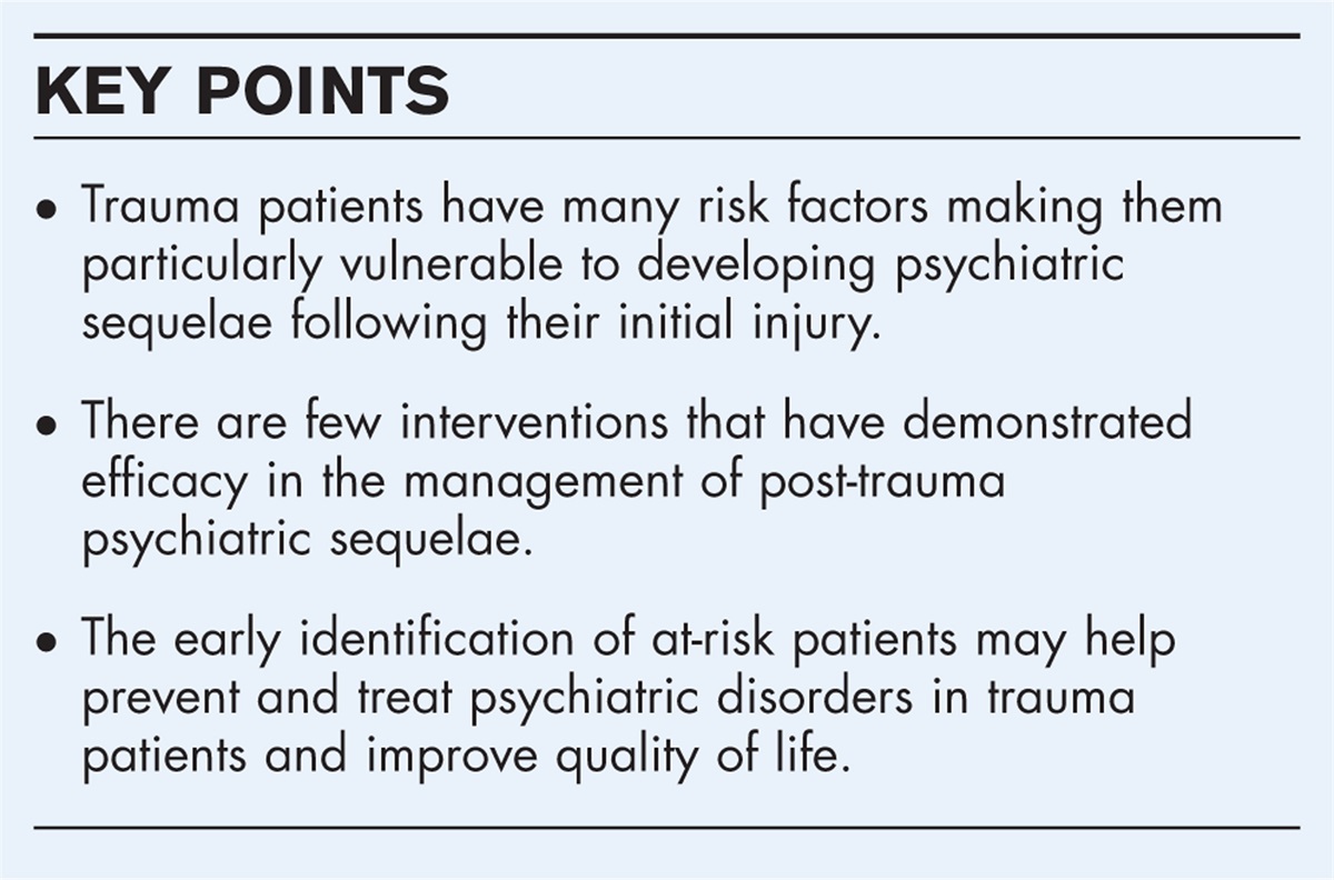 Psychiatric sequelae and interventions in critically ill trauma survivors