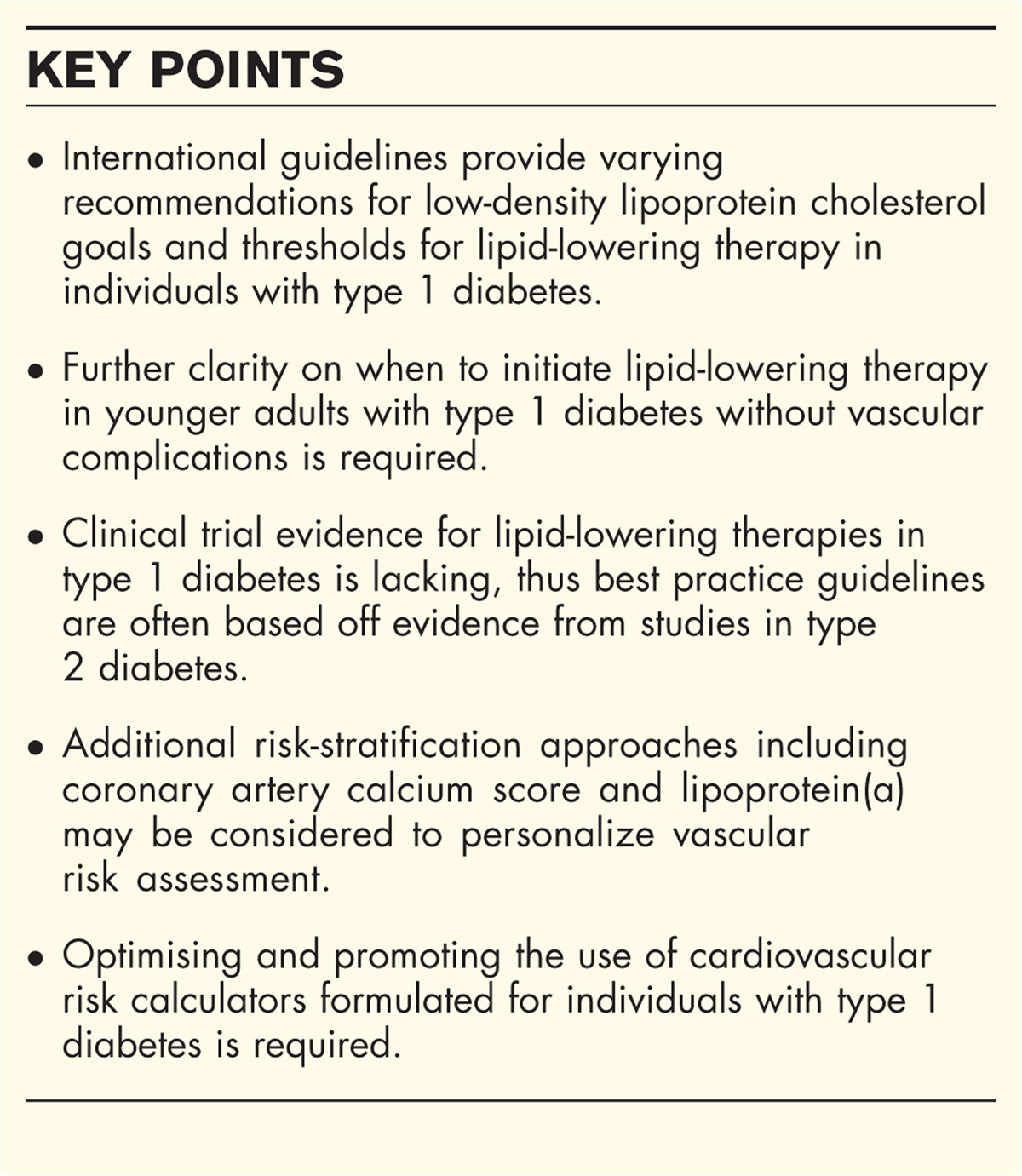 Lipid-lowering therapies and cardiovascular risk-stratification strategies in adults with type 1 diabetes