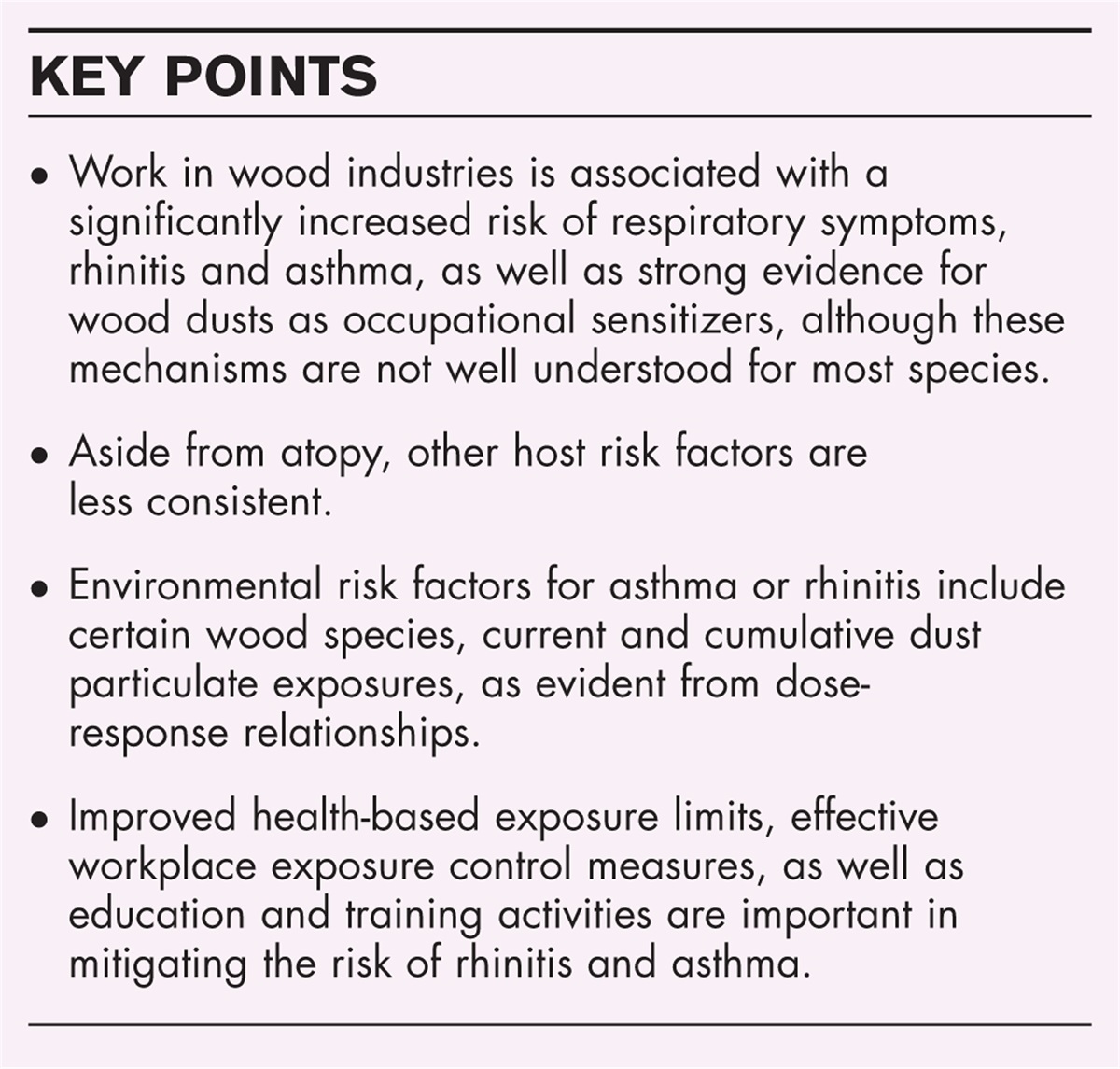 Wood dust and asthma