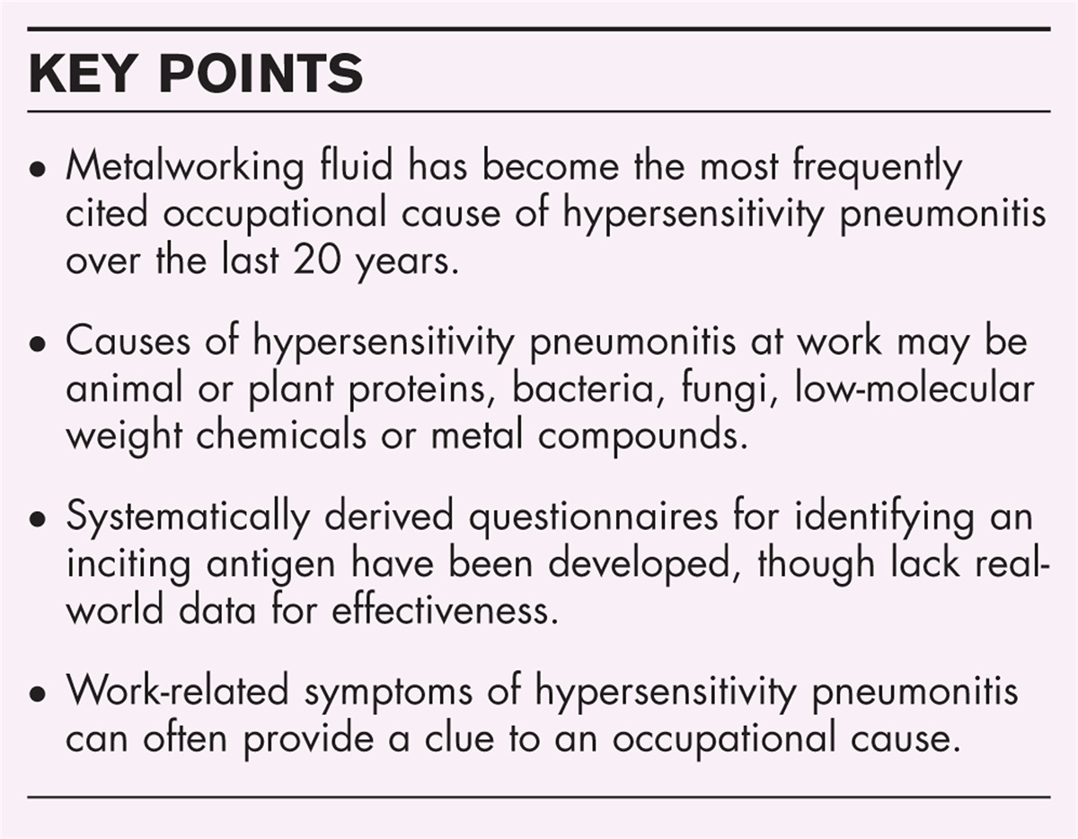 Novel occupational causes of hypersensitivity pneumonitis