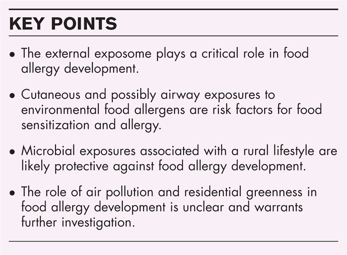 Impact of the exposome on food allergy development
