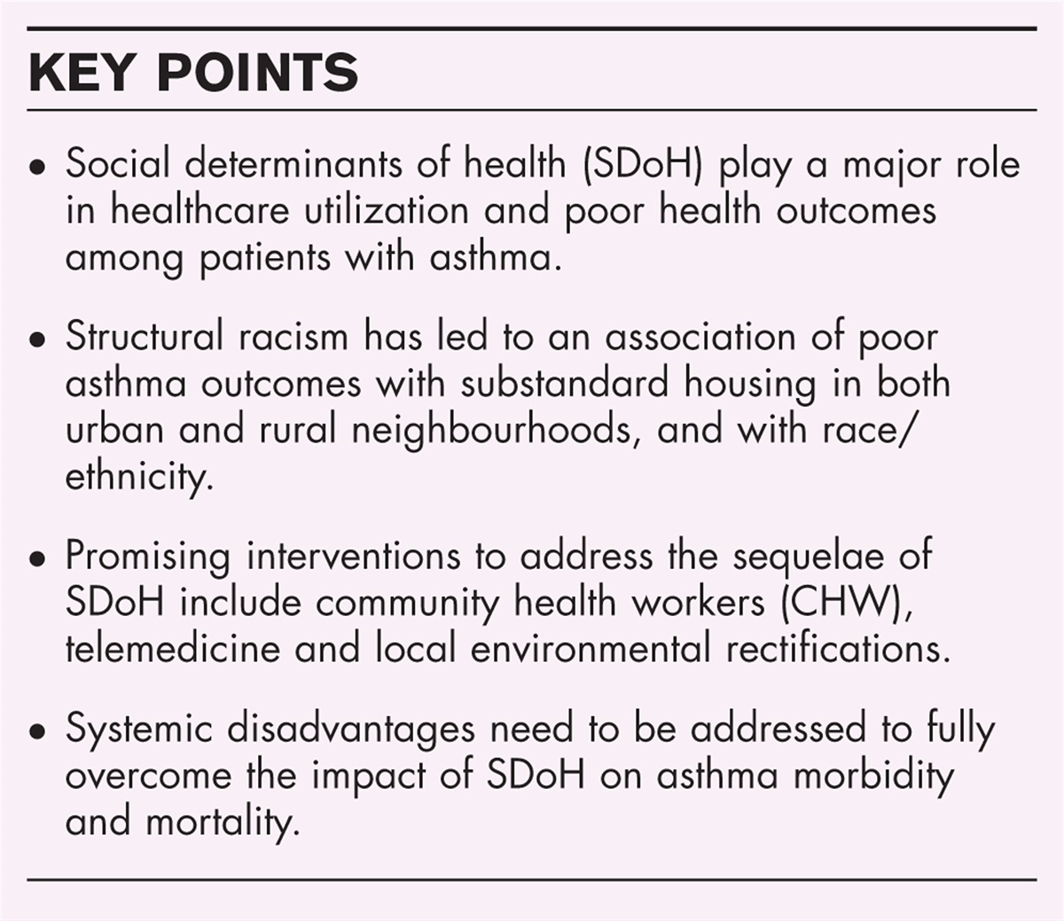 Social determinants of health and asthma