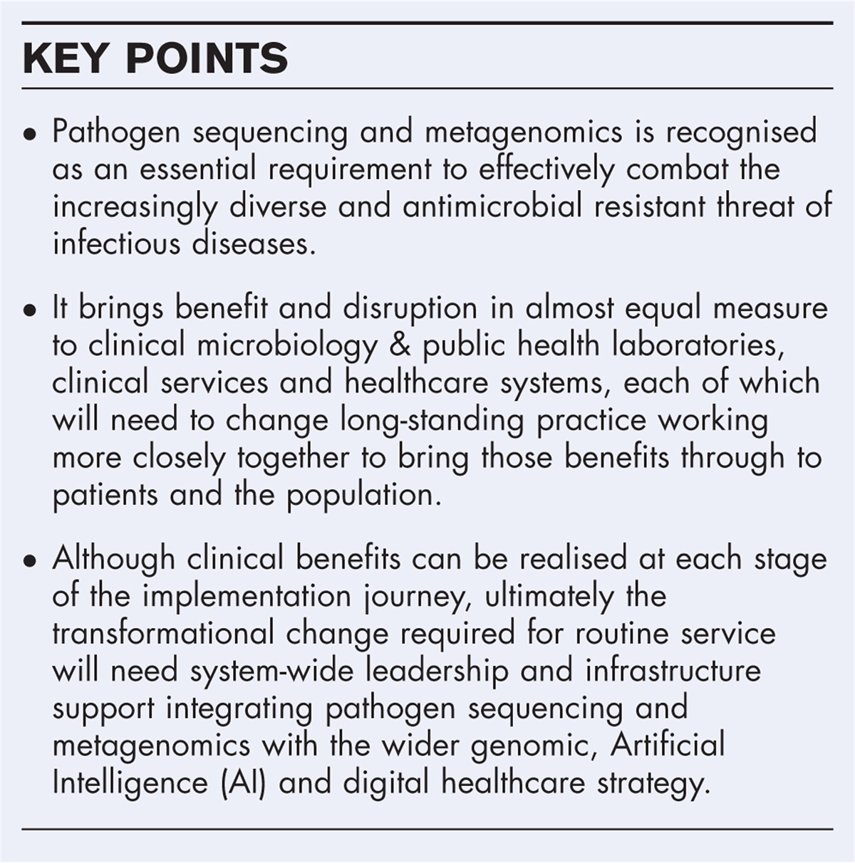 Respiratory metagenomics: route to routine service