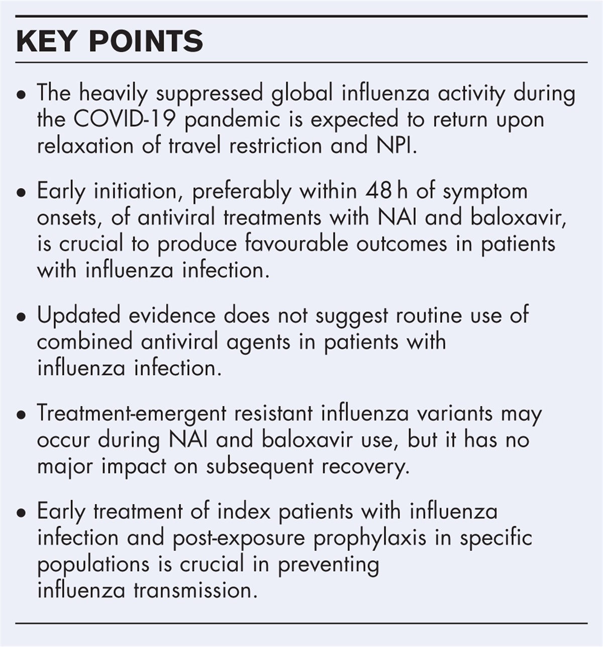 Antiviral therapies for influenza