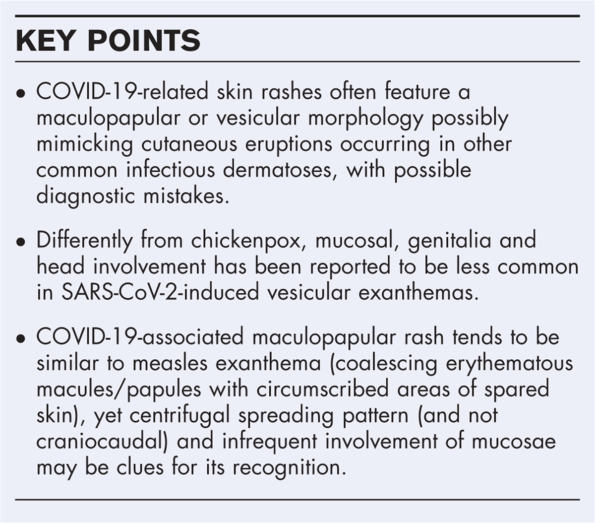 How to differentiate skin rash in covid, mononucleosis, chickenpox, sixth disease and measles