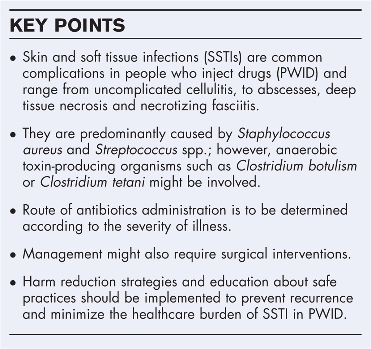 Community-acquired skin and soft-tissue infections in people who inject drugs