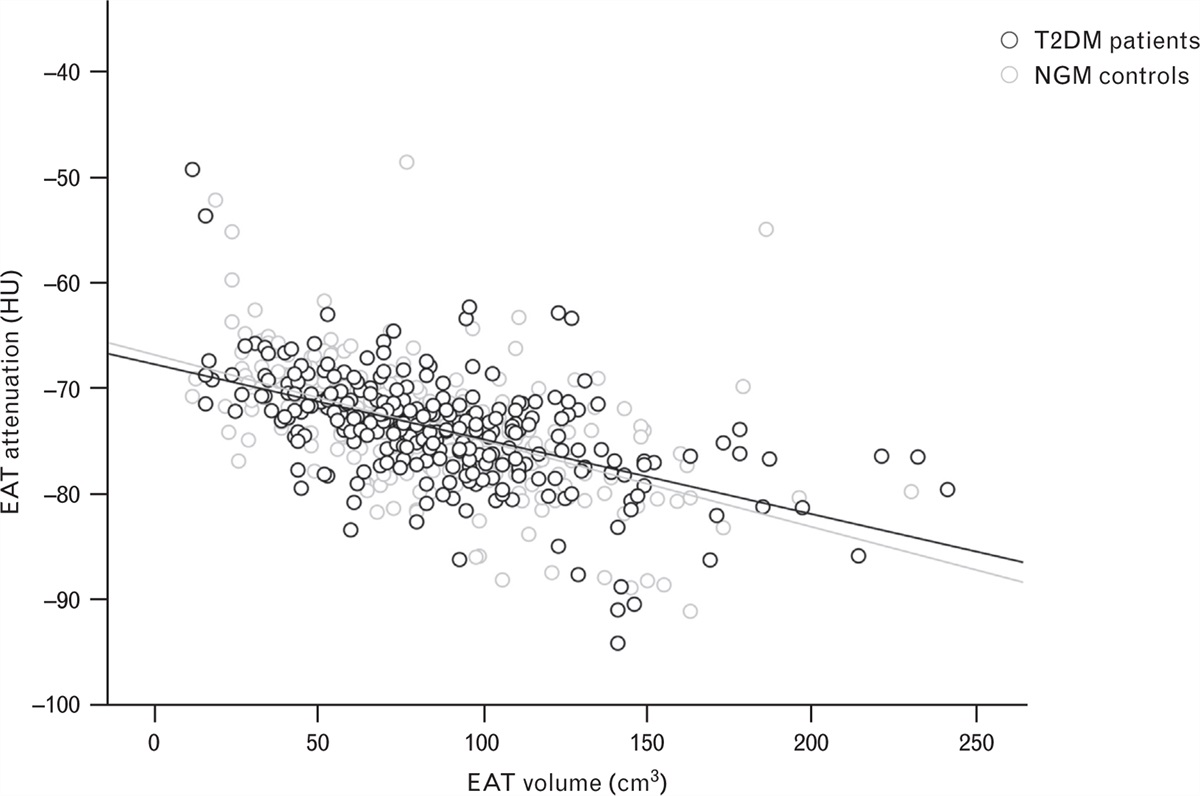 Relationship between epicardial adipose tissue attenuation and coronary artery disease in type 2 diabetes mellitus patients